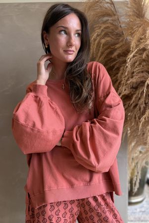 Lagen Lantern Sleeve Sweatshirt Indian Red